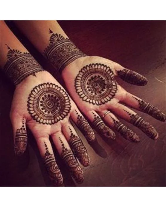 Traditional Fill And Dome Along Front Hand Mehndi Design